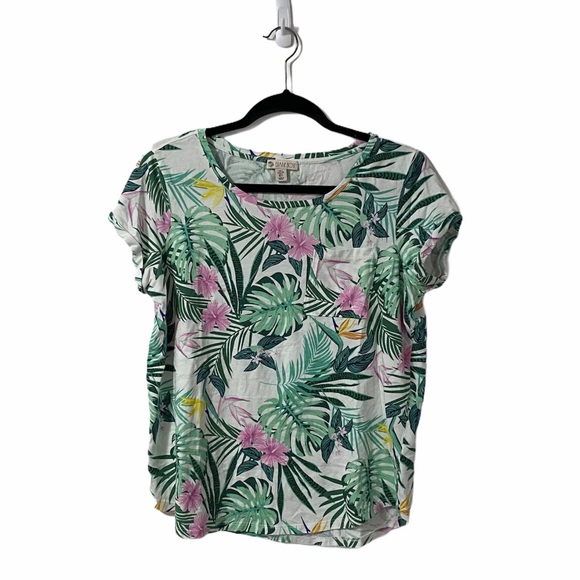 Elaine Rose Tropical Floral Print T-Shirt | Large - Picture 1 of 6